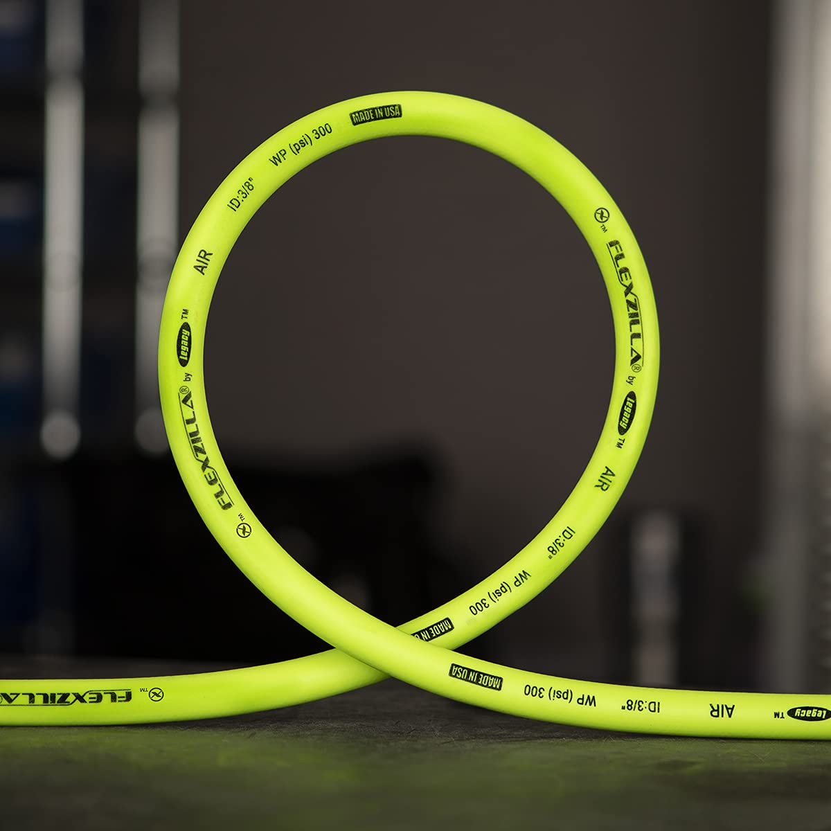 Flexzilla Air Hose, 1/2 in. x 50 ft., 1/2 in. MNPT Fittings, Heavy Duty, Lightweight, Hybrid, ZillaGreen - HFZ1250YW4