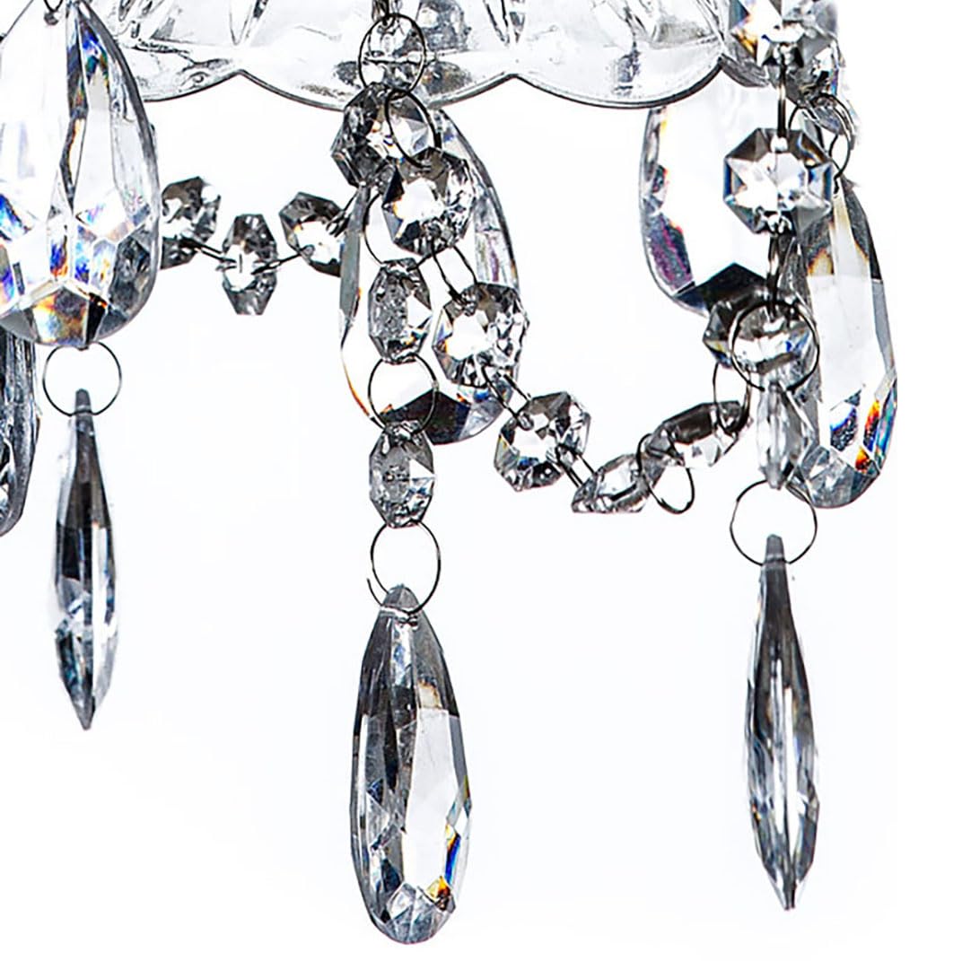 Gypsy Color Brink House 3-Light Plug-in Swag Chandelier, White Metal Frame with Clear Glass & Acrylic Crystals, 17"x12"