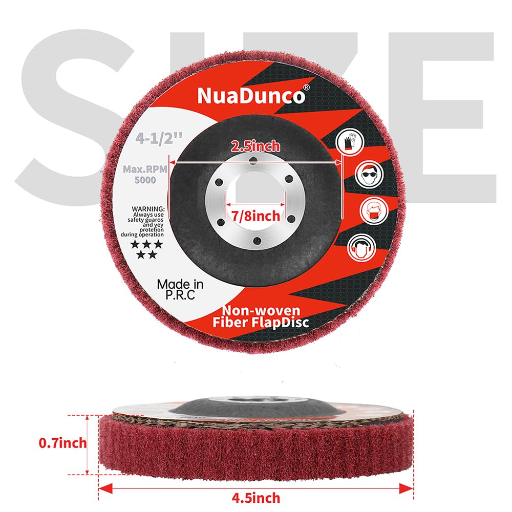 NuoDunco 15-Piece Scour Flap Disc Set, 4-1/2" Angle Grinder Pads, 180/320/600 Grit for Metal & Wood Polishing, Rust & Paint Removal