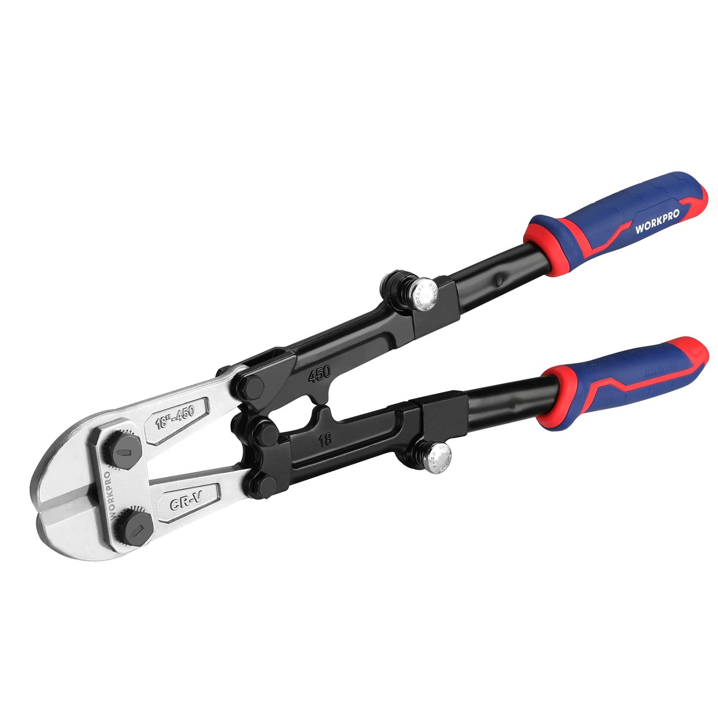 WORKPRO 18" Foldable Bolt Cutter with Comfort Grip, Chrome Vanadium Steel Blade for Rods, Bolts, Wires, Chains & Rivets