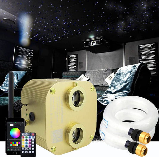 AZIMOM 20W Bluetooth Fiber Optic Star Ceiling Light Kit, 1100 Strands 13.1ft, RGBW, Sound Sync, Remote, Home & Car Decor