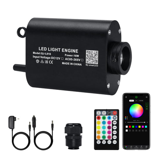 AMKI RGBW 16W Sound Mode Light Source Engine Driver Remote/APP Control Starlight Box Motor for Fiber Optic Star Ceiling Light Kit