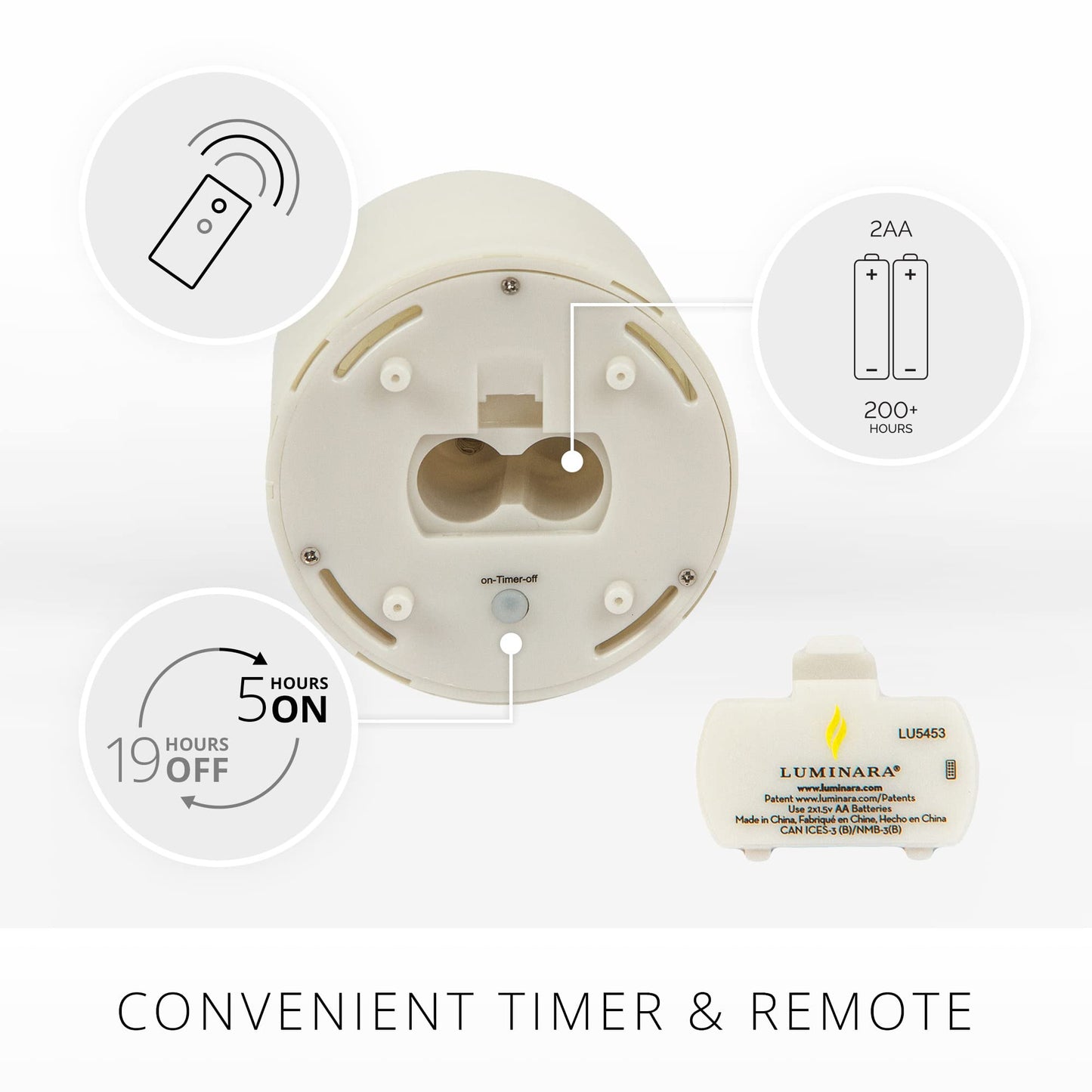 Luminara Outdoor Moving Flame LED Pillar Candle, Battery Operated, Realistic Flicker, 3.25"x8.5", Remote Ready, Christmas & Thanksgiving