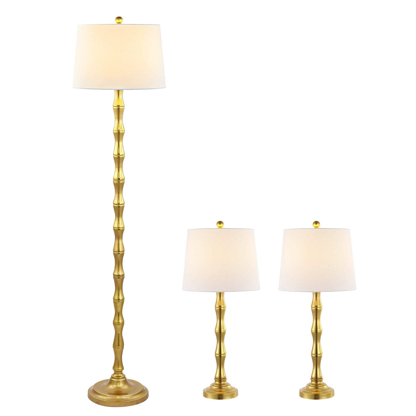 SAFAVIEH Lighting Collection Aurelia Contemporary Gold Floor & Table Lamp Set of 3 (LED Bulbs Included)