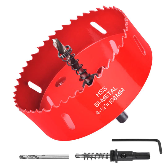 4-1/4"/108mm HSS Bi-Metal Hole Cutter with Pilot Drill Bit, Hole Saw for Wood, Plastic, Drywall, Metal Sheet