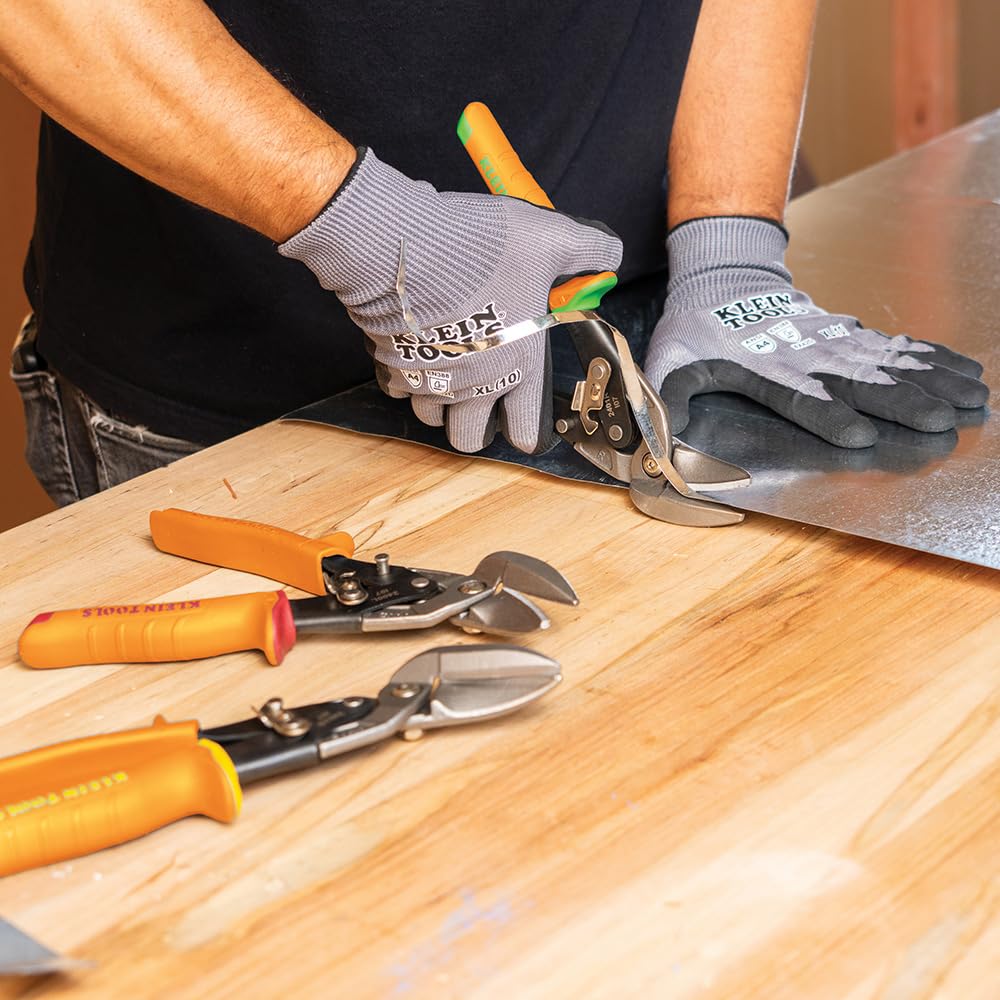 Klein Tools 2402S Straight-Cutting Offset Snips, Aviation Tin Snips with Forged Blade for Precision Sheet Metal Cutting