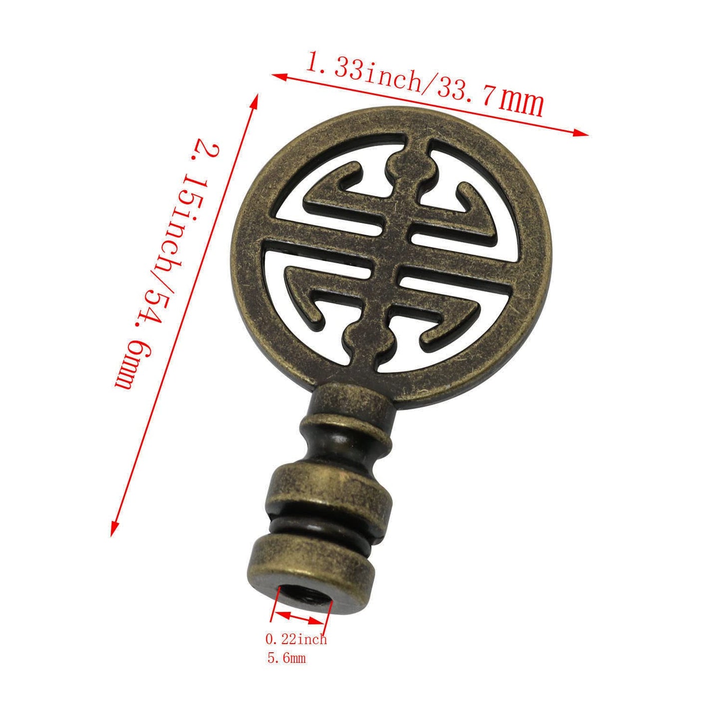 DGBRSM Brass Lamp Finial Oriental Lamp Shade Finial for Lampshade Top, Happiness Symbol Lamp Shade Decorative Lamp Top (Antique Brass)