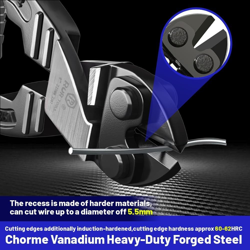 9-Inch Mini Bolt Cutters Heavy Duty – CR-V Steel, Spring-Loaded, Soft Grip Lock Cutter for Wires, Chains, Screws & Hardware