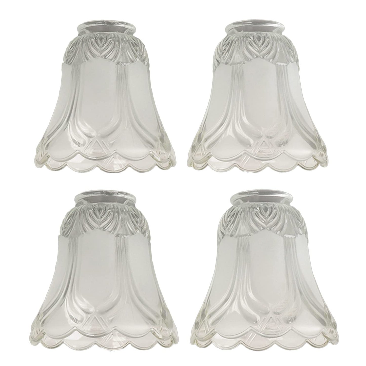 Anmire 4-Pack Frosted Glass Flower Shades, Bell-Shaped Replacement Globes for Chandelier, Ceiling Fan, Wall Sconce, 2-1/8" Fitter