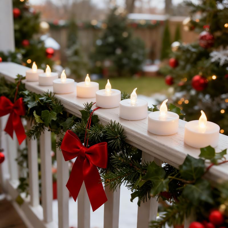 YIWER Flameless Tealight Candles, Set of 24 – Realistic Flickering Warm White LED Tea Lights for Parties, Halloween, Festivals, Cozy Decor