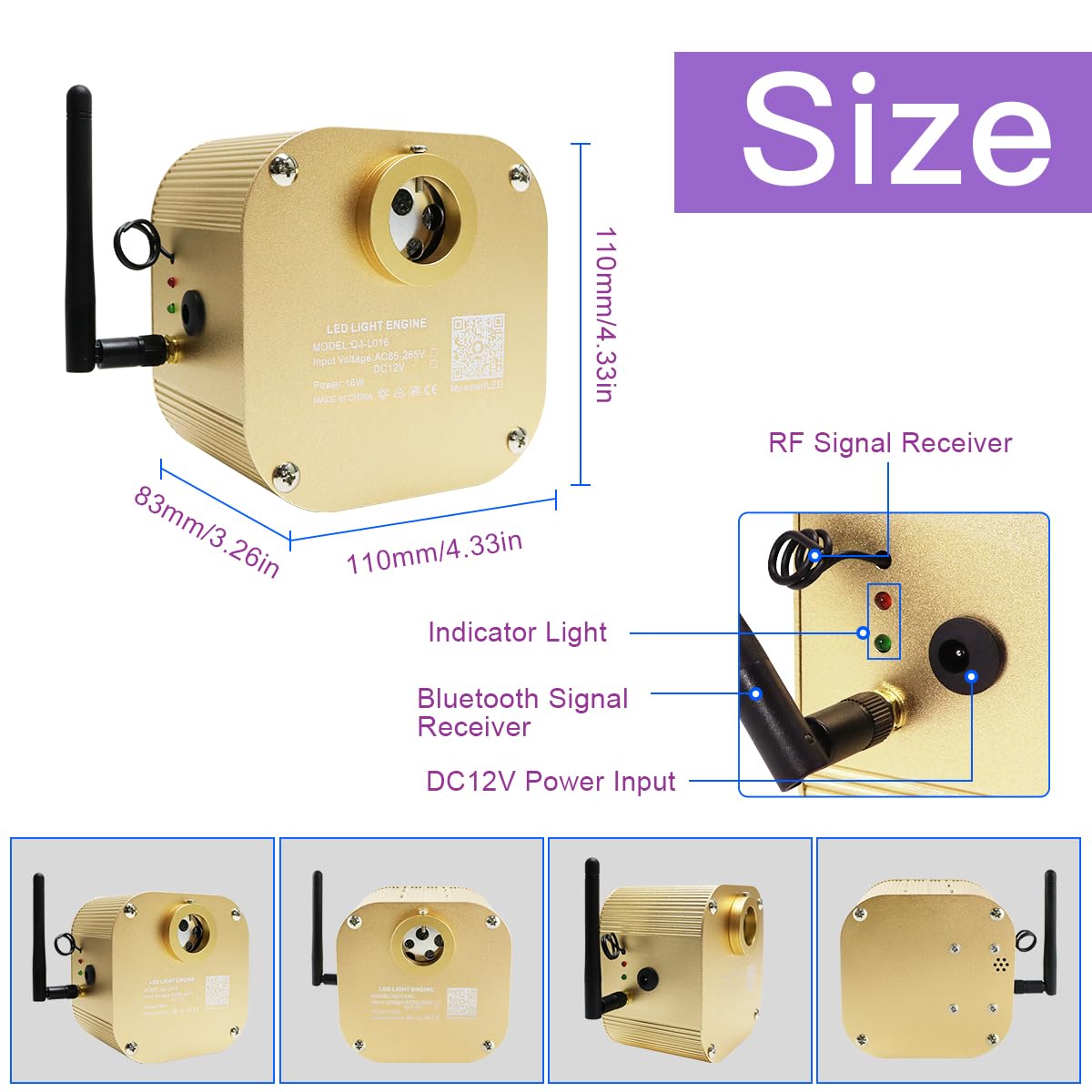 AKEPO 16W RGBW Fiber Optic Star Lights Kit, 550pcs 13.1ft, Music Sync, App & Remote, Car/Home Headliner