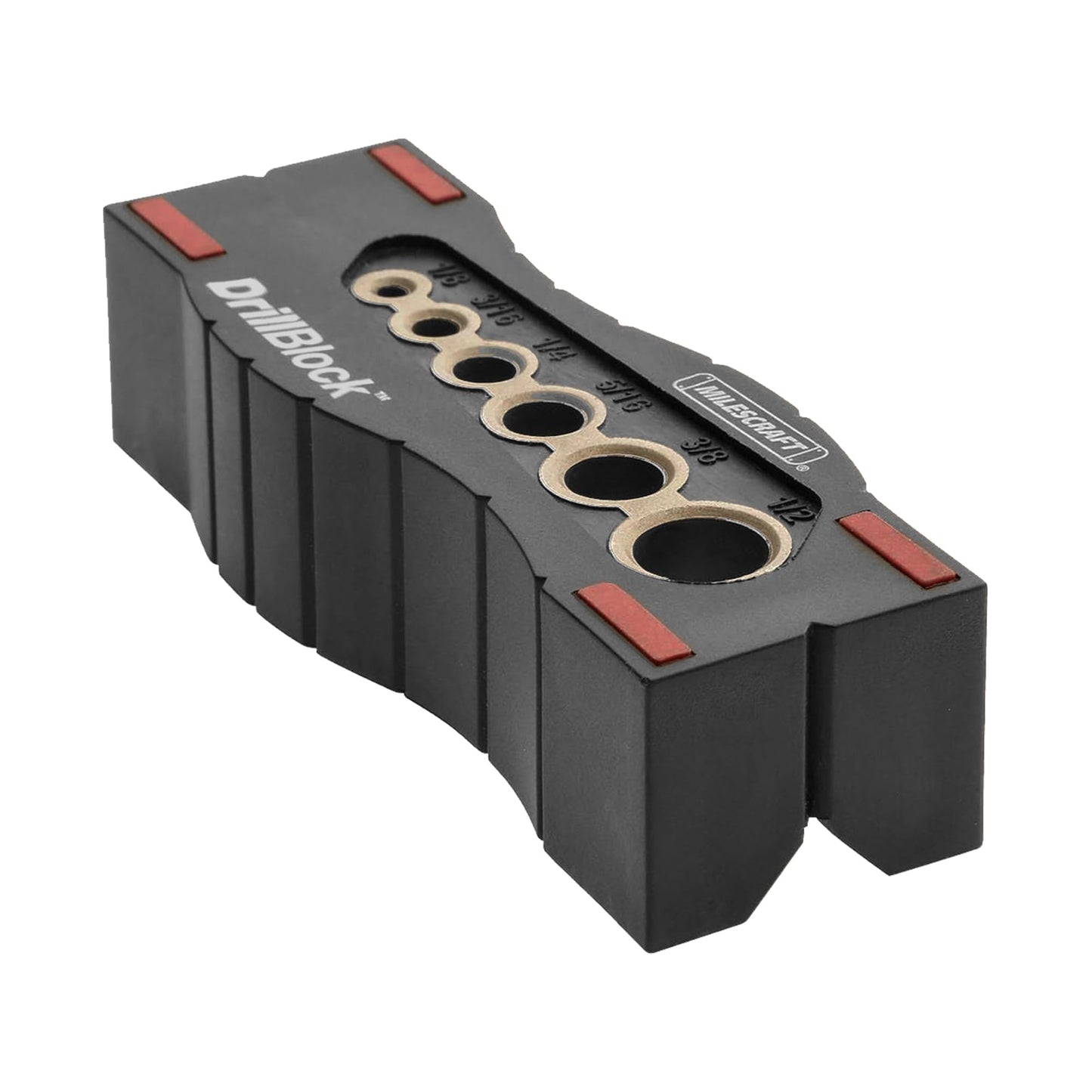 Milescraft 1312 Drill Block - Handheld Drilling Guide with Drill Jigs for 6 Common Imperial Bit Sizes, Precision Drilling Tool