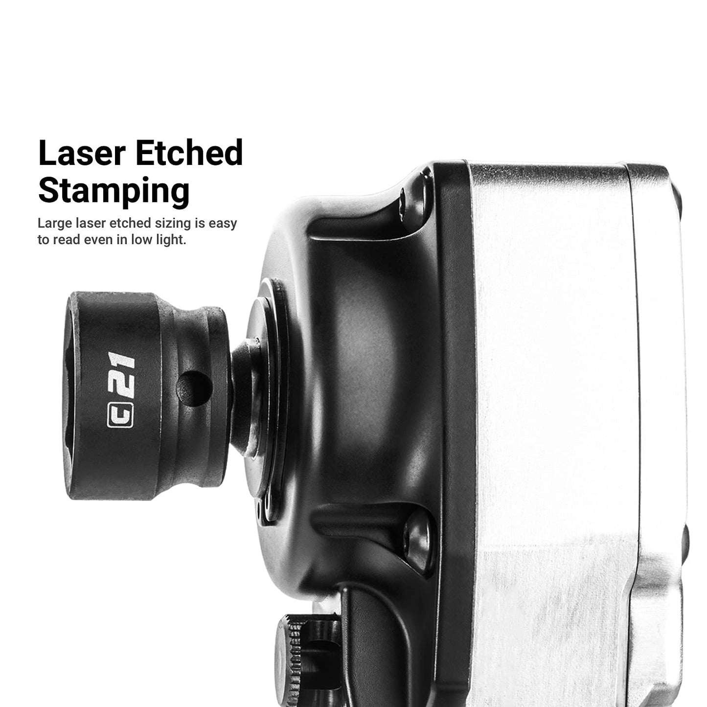 Capri Tools 30 mm Stubby Impact Socket, 1/2 in. Drive, 6-Point, Metric