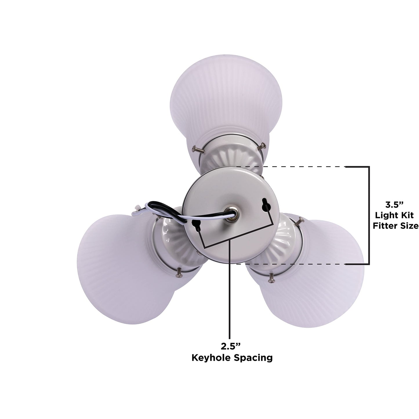 Westinghouse 77847 3LGT WHT Fros 3 Frosted Ribbed Glass Ceiling Fan Light Kit, No Size, WHITE