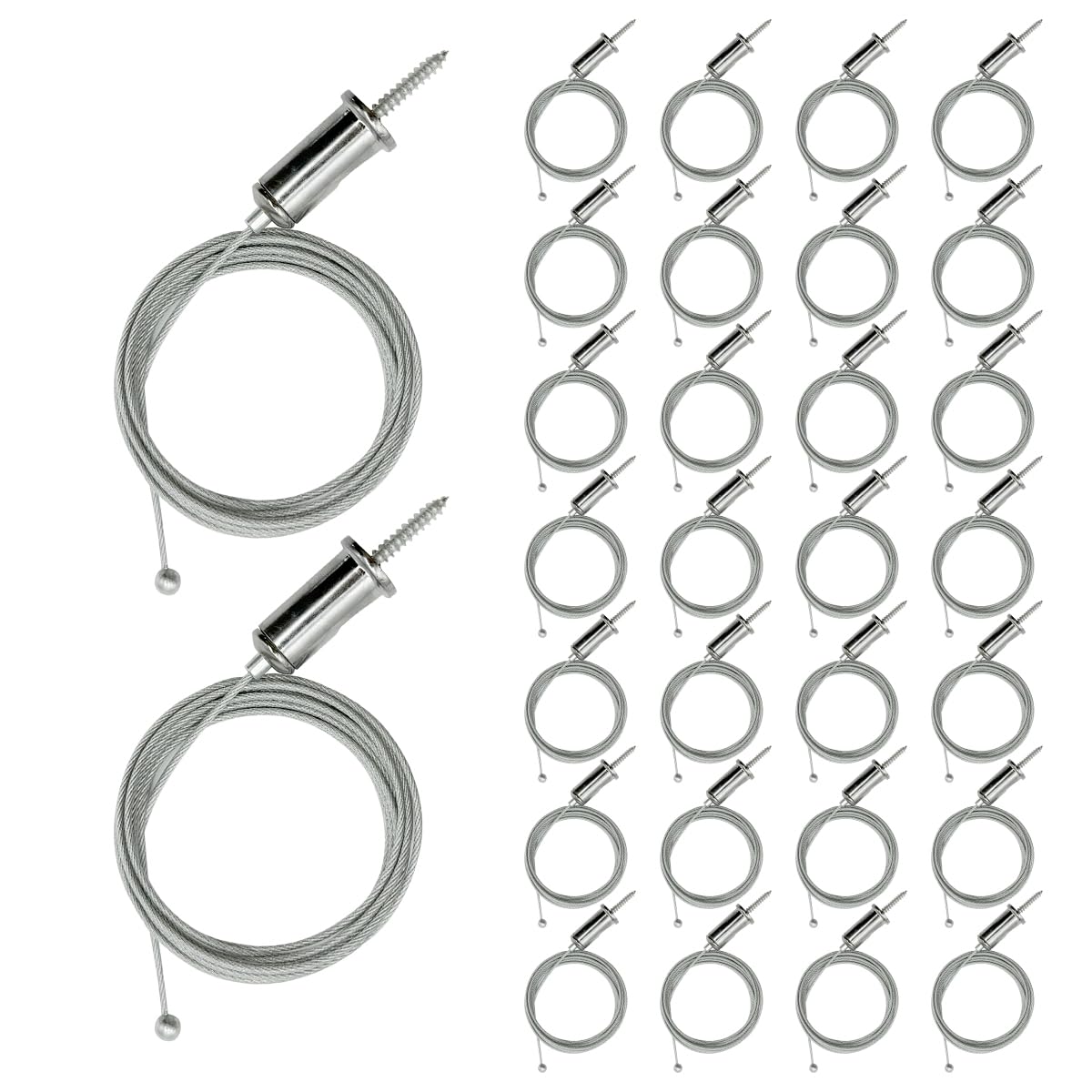 30-Pack Hexagon Garage Light Suspension Cables, 1m Steel Hanging Chains & Connectors, Adjustable Pendant/Chandelier Wire Rope