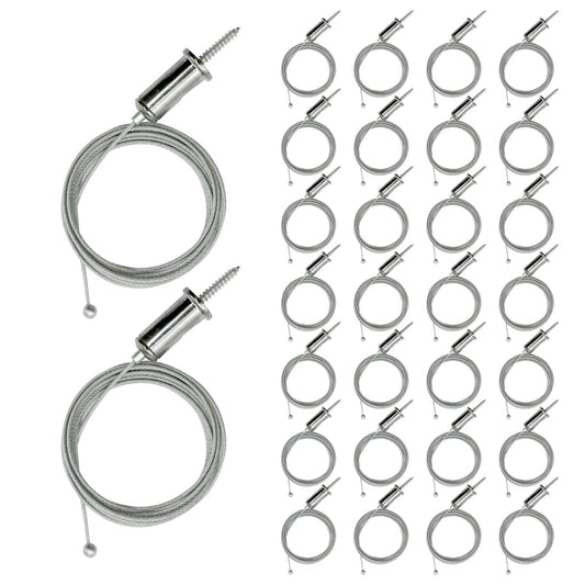 30-Pack Hexagon Garage Light Suspension Cables, 1m Steel Hanging Chains & Connectors, Adjustable Pendant/Chandelier Wire Rope