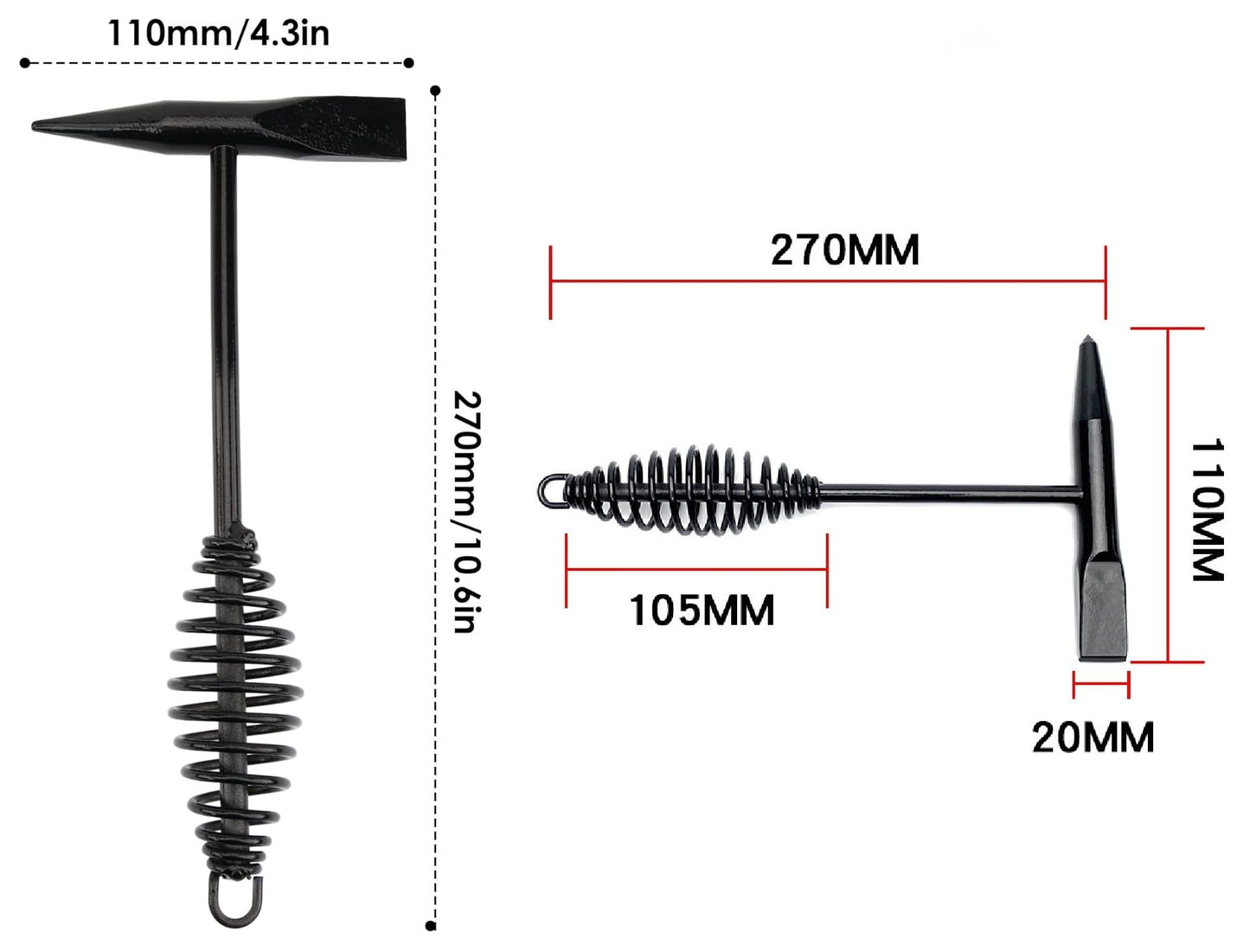 Welding Chipping Hammer with Coil Spring Handle, Cone and Vertical Chisel Welding Chipping Hammer (Hammer)