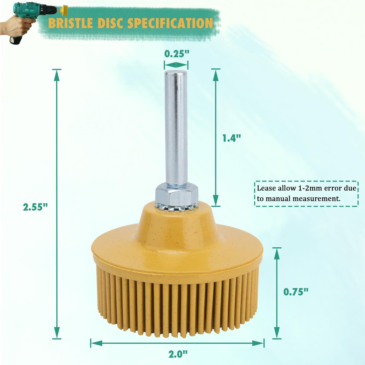 2 Inch Bristle Disc, 6 Pieces Bristle Disc Grade 50# 80# 120# with 1/4 Inch Abrasive Coating Removal Disc for Metal