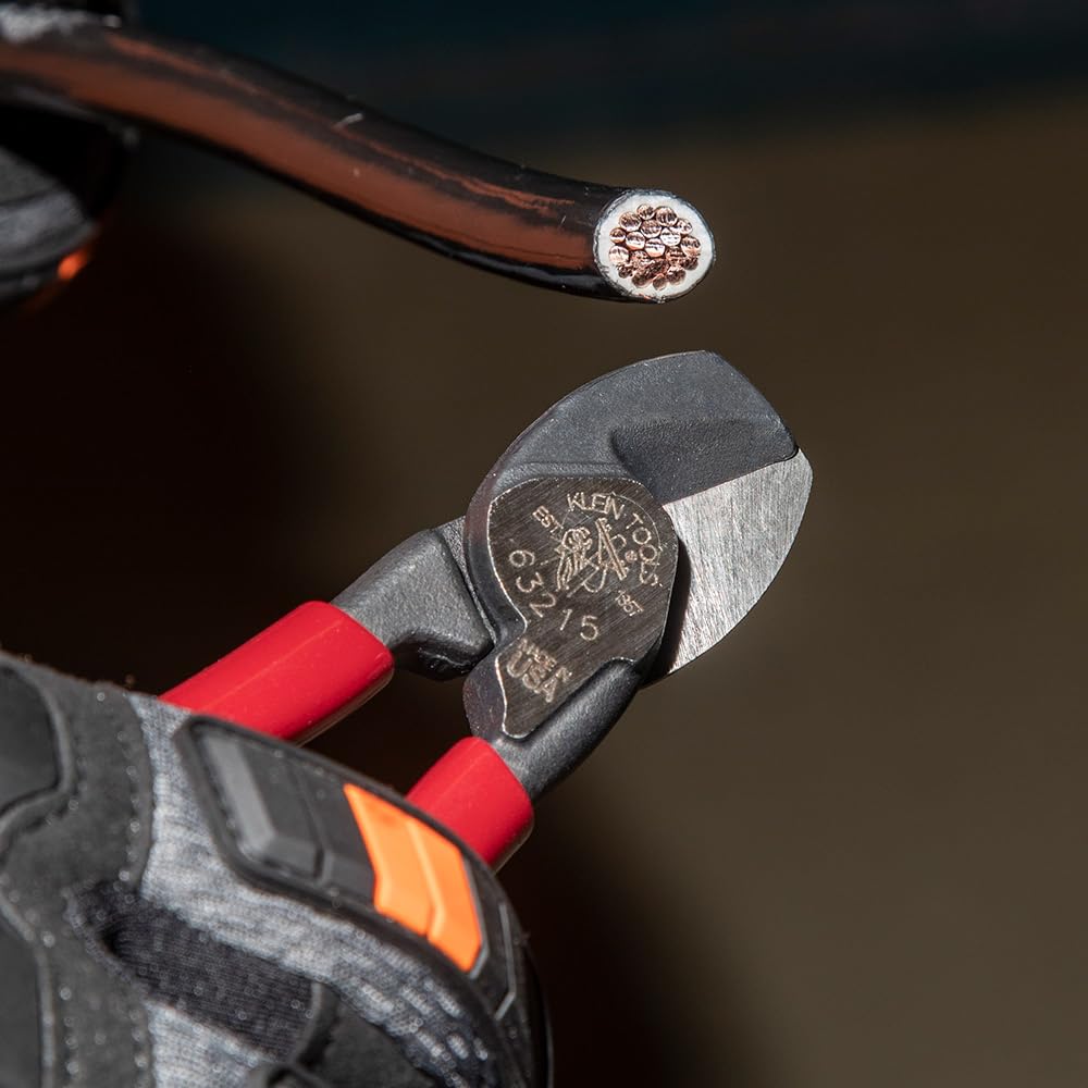 Klein Tools 63215 Cable Cutter, Made in USA, High-Leverage 6.5-Inch Compact, Forged From US Made Steel, Ideal for Cutting Aluminum and Copper Cable