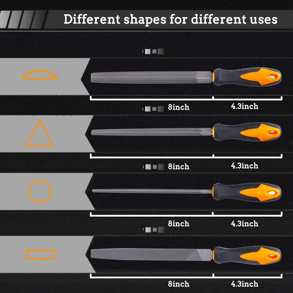 17-Piece File Tool Set with Case – T12 Alloy Steel, Precision Flat/Triangle/Half-Round/Round Files + 12 Needle Files & Brush