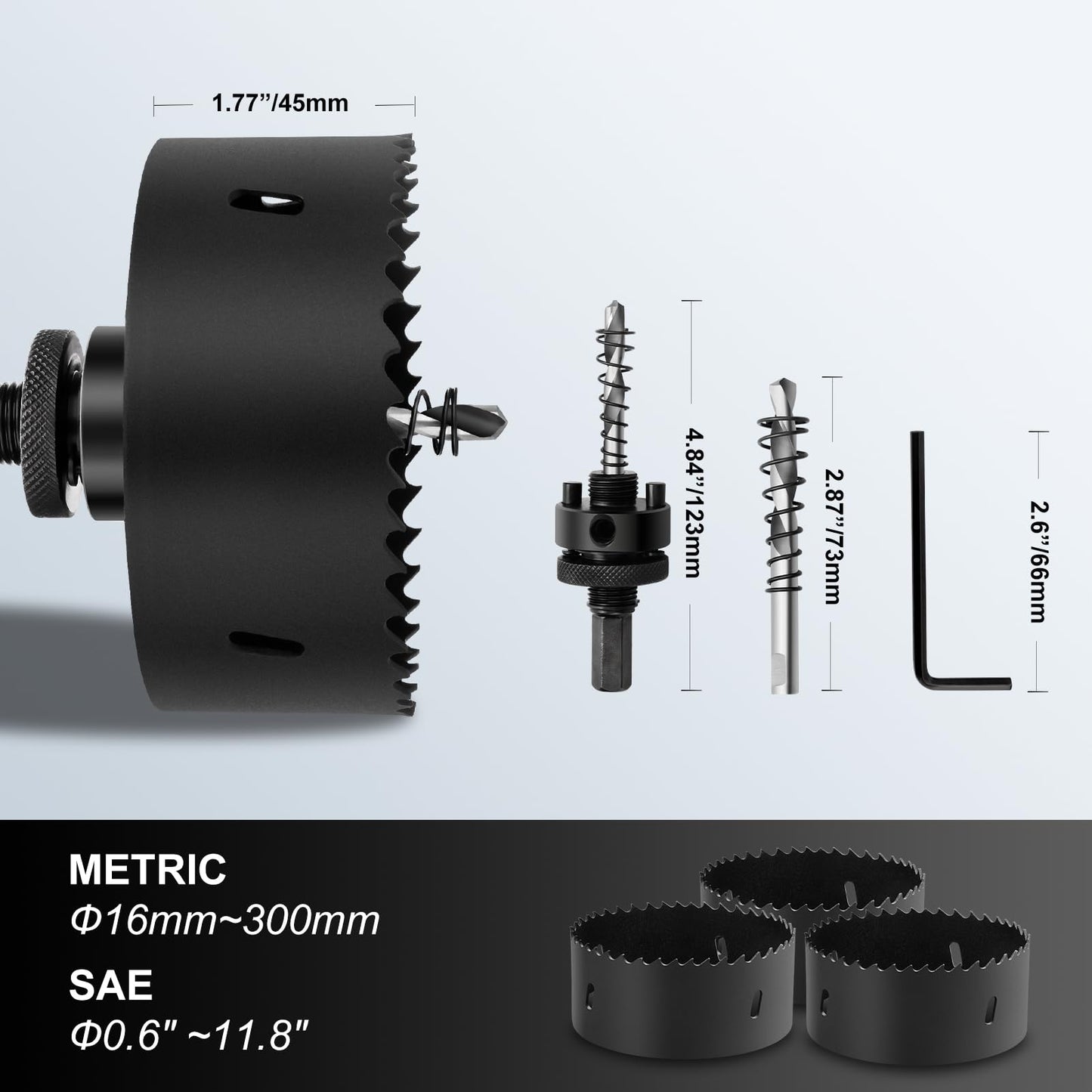 3-1/2" | 89mm Hole Saws with Heavy Duty Arbor HSS Bi-Metal Hole Cutter Drill Bit for Wood Cornhole Boards Plastic Drywall Metal Fiberboard(Black)