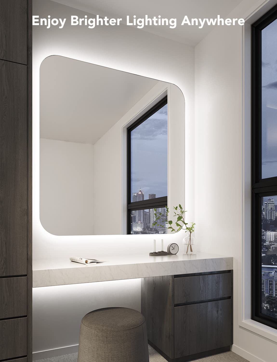 Govee 16.4ft White LED Strip Lights, Dimmable 6500K Daylight, 300 LEDs, Strong Adhesive, Flexible Tape for Mirror, Kitchen, Bedroom, Decor