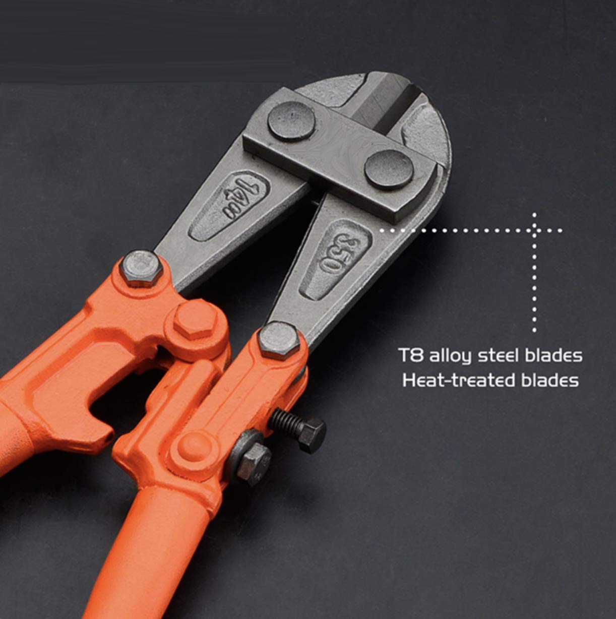 Edward Tools 14" Small Bolt Cutter, Heavy Duty T8 Steel Blade for Wire, Chain, Metal Rods & Screws, Compact with Rubber Grip Handles