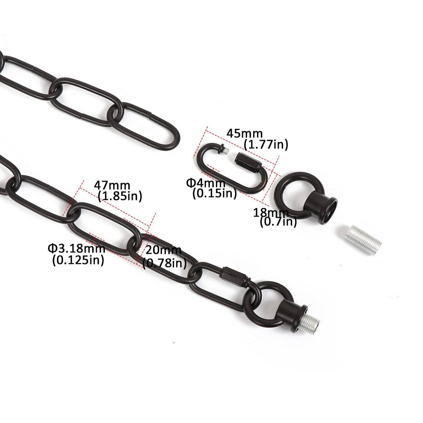 Voguad 15ft Black Pendant Lighting Chain, Heavy-Duty Hanging Extension with Connection Locks, Swag Light Fixture Chain, 65 lb Load Capacity