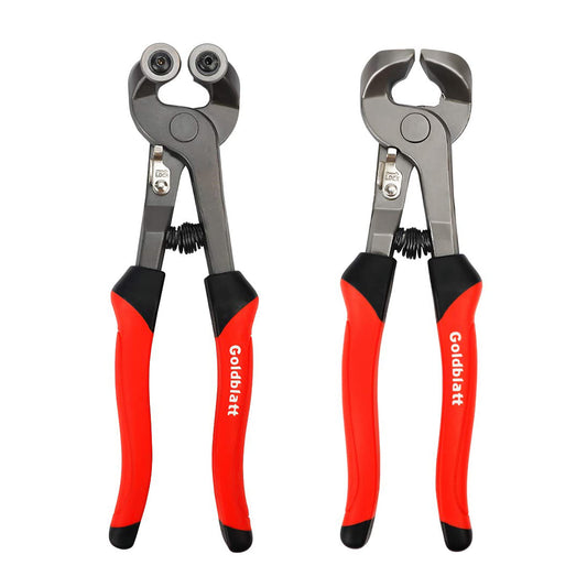 Goldblatt 2-Piece Glass Tile Nippers Set, Heavy-Duty Wheeled Mosaic Nipper & HD Ceramic Tile Nipper, Soft-Grip Tile Cutter Pliers for Glass, Stone & Metal