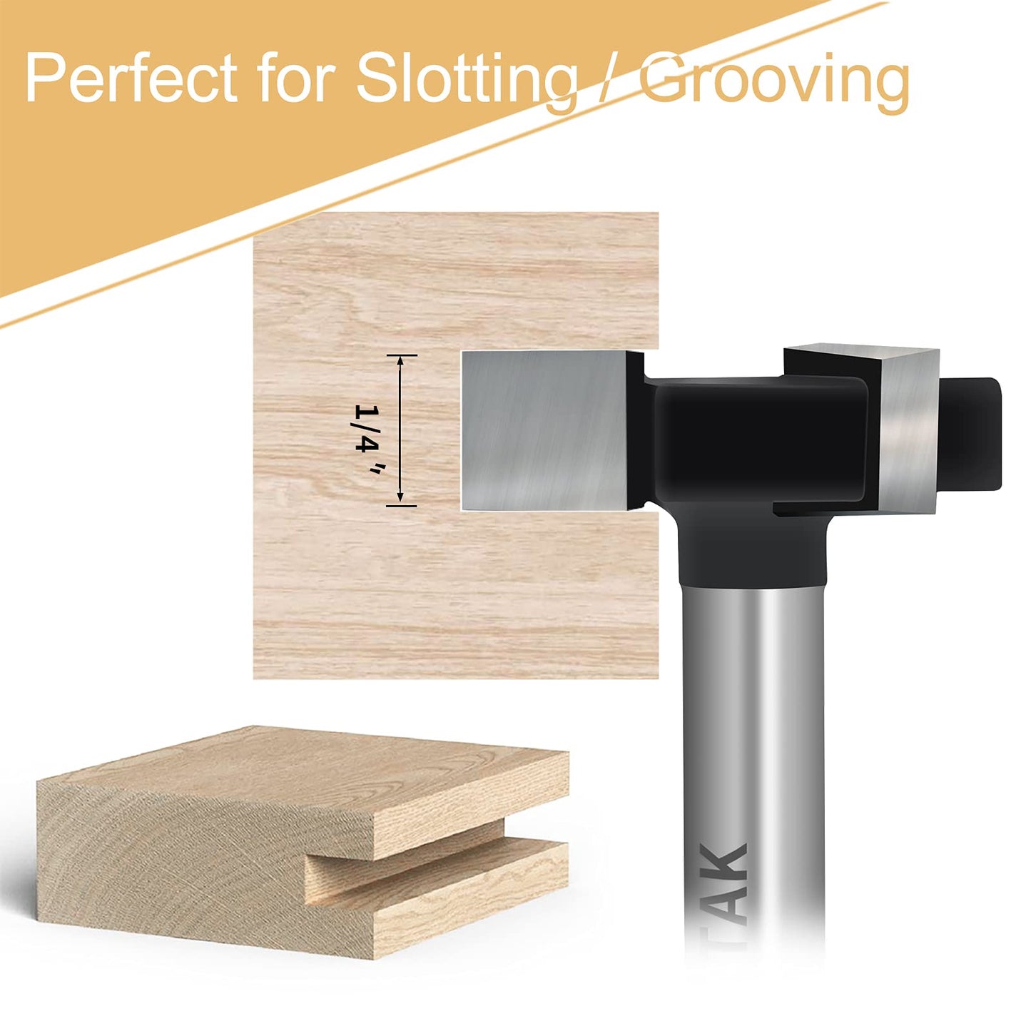 BINSTAK CNC Spoilboard Surfacing Router Bit, 1/4" Shank, 1" Carbide Wood Planing & Flattening Dado Bit