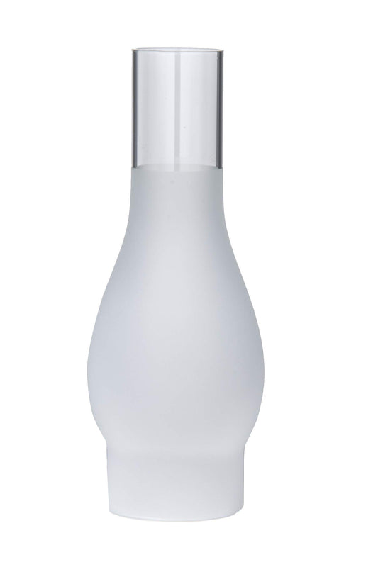 B&P Lamp® 3 Inch by 10 Inch Regular Style Glass Lamp Chimney with 3/4 Frosted Design for Vintage and Antique Style Globes