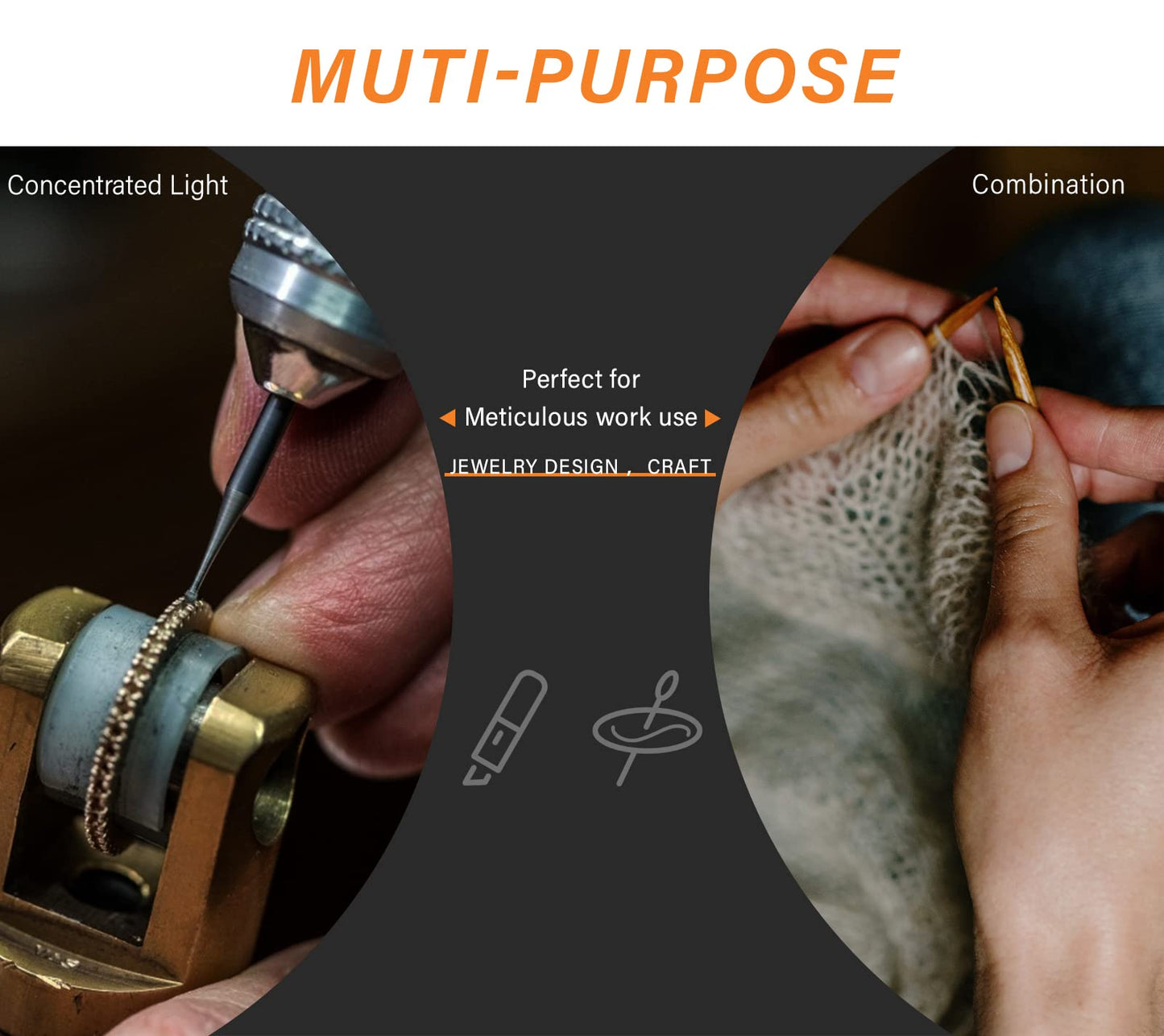 Vekkia Rechargeable LED Neck Reading Light – Flexible Silicone Arms, 3 Brightness Levels, Comfortable for Reading, Craft & Knitting