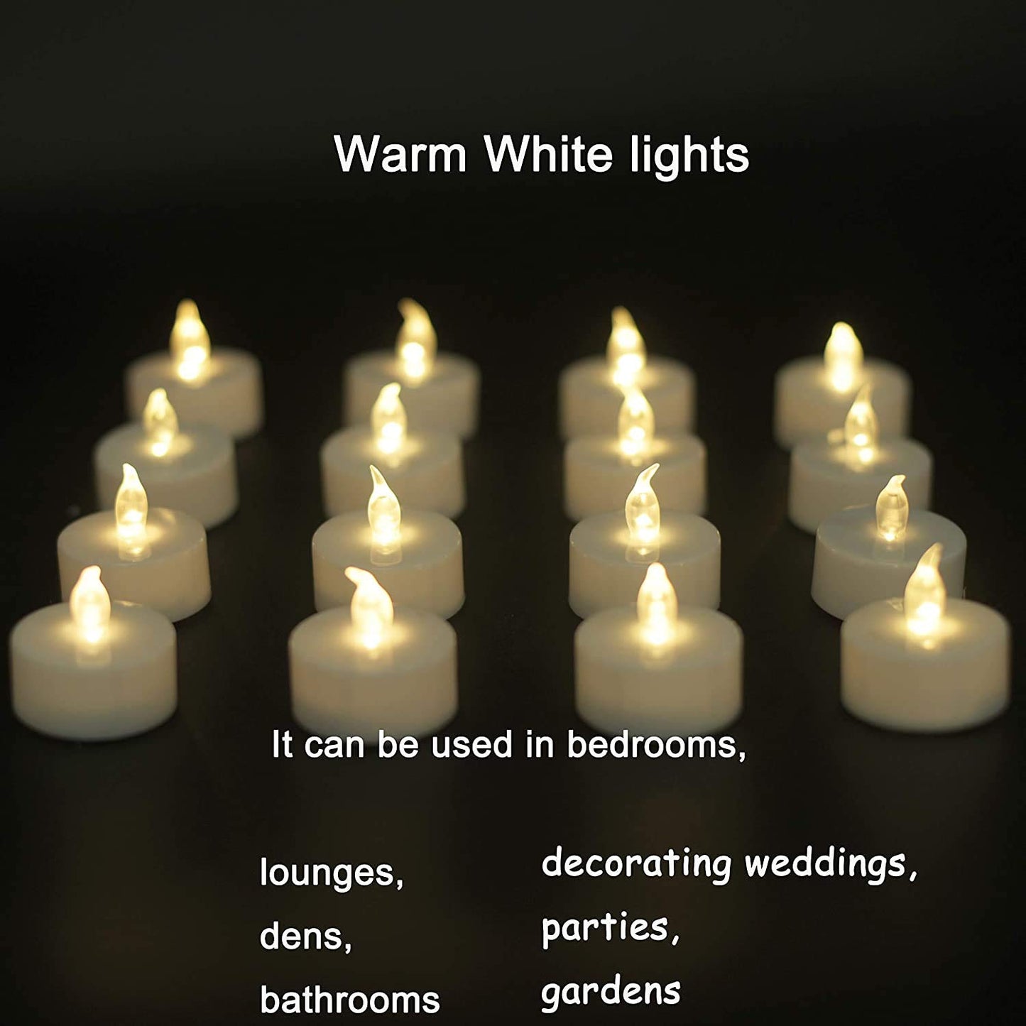 YIWER Flameless Tealight Candles, Set of 24 – Realistic Flickering Warm White LED Tea Lights for Parties, Halloween, Festivals, Cozy Decor