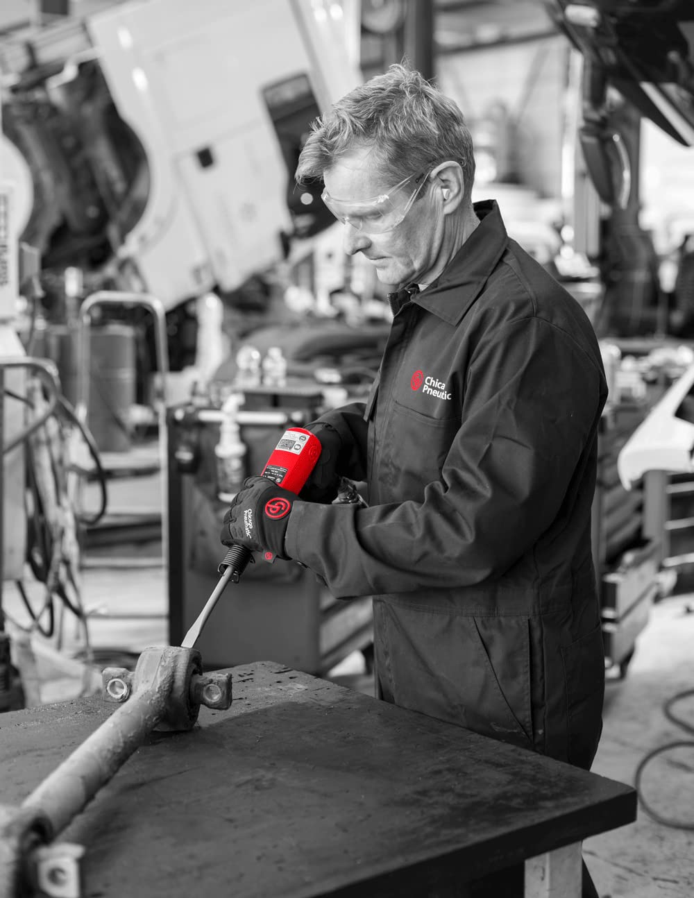 Chicago Pneumatic CP7150K Air Hammer Kit – 0.401" Round Shank, 3.5" Stroke, 0.75" Bore, 2300 BPM, Welding & Construction Tool