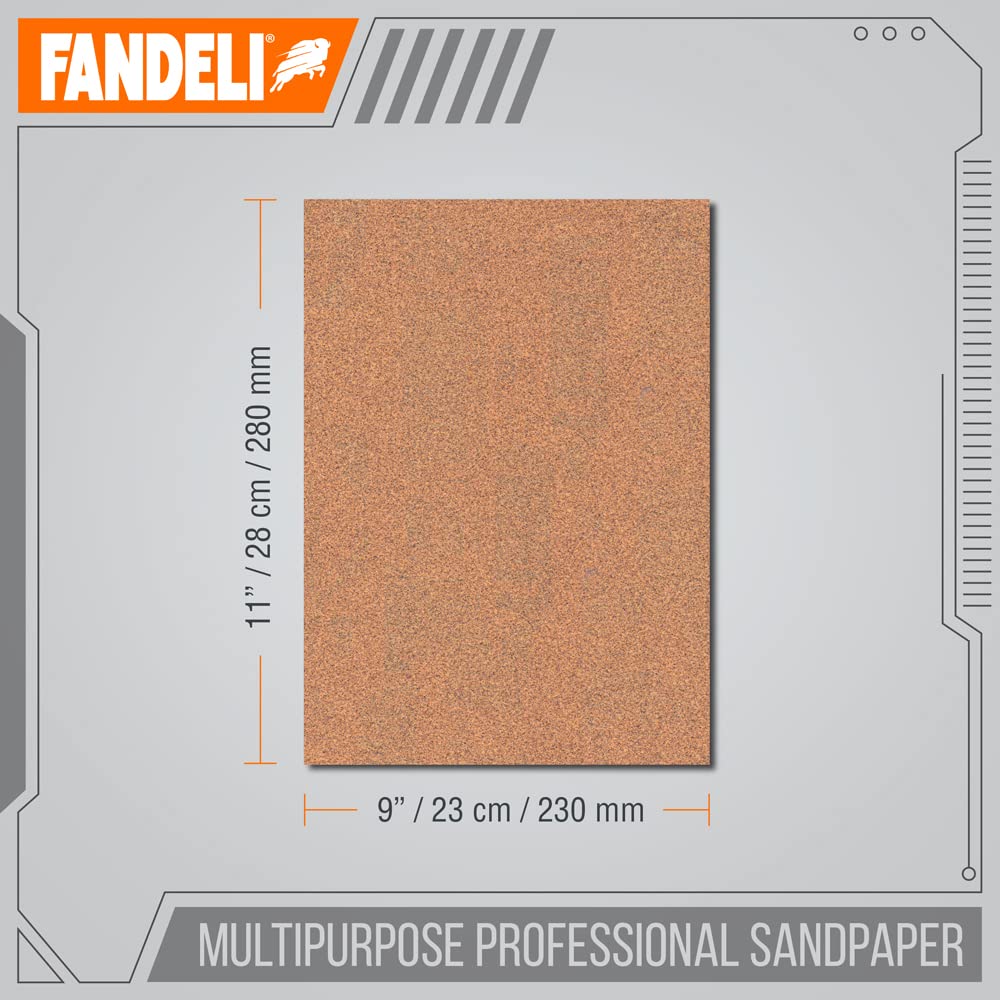 Fandeli Multi-Purpose Sanding Paper, 25 Sheets 9"x11", Assorted Grits 80/120/220, Ideal for Wood & Metal, Hand or Orbital Sanding