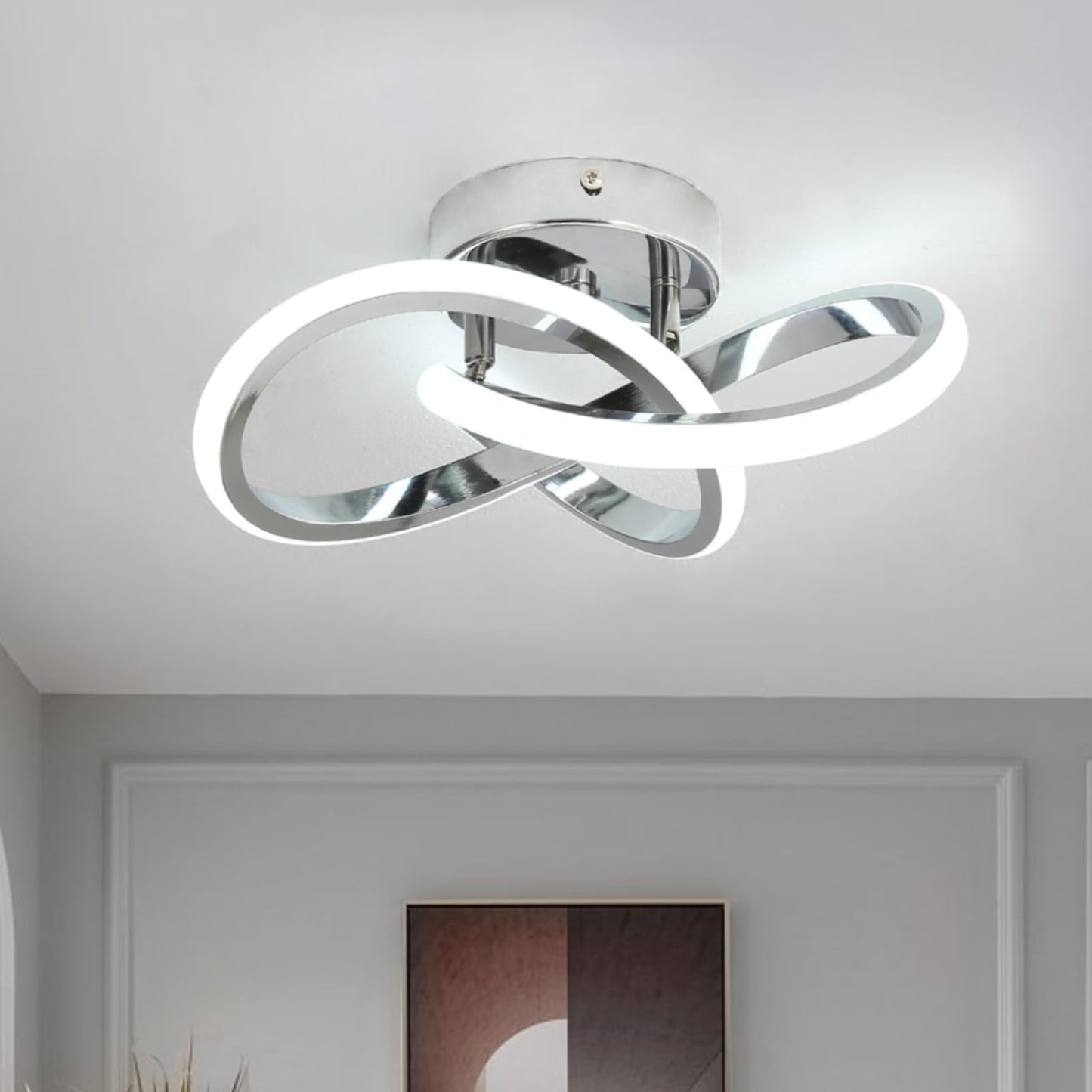 CANEOE Modern LED Ceiling Light, Cool White 6000K Acrylic Flush Mount Fixture for Hallway Bedroom Bathroom Kitchen Balcony Corridor Stair