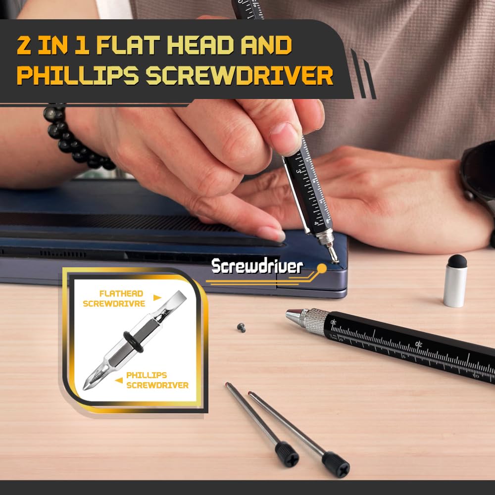 9-in-1 Multitool Pen Set for Men – 2 Pens + 6 Refills, Unique Tech Gift from Wife or Daughter for Christmas, Birthday, Valentine’s