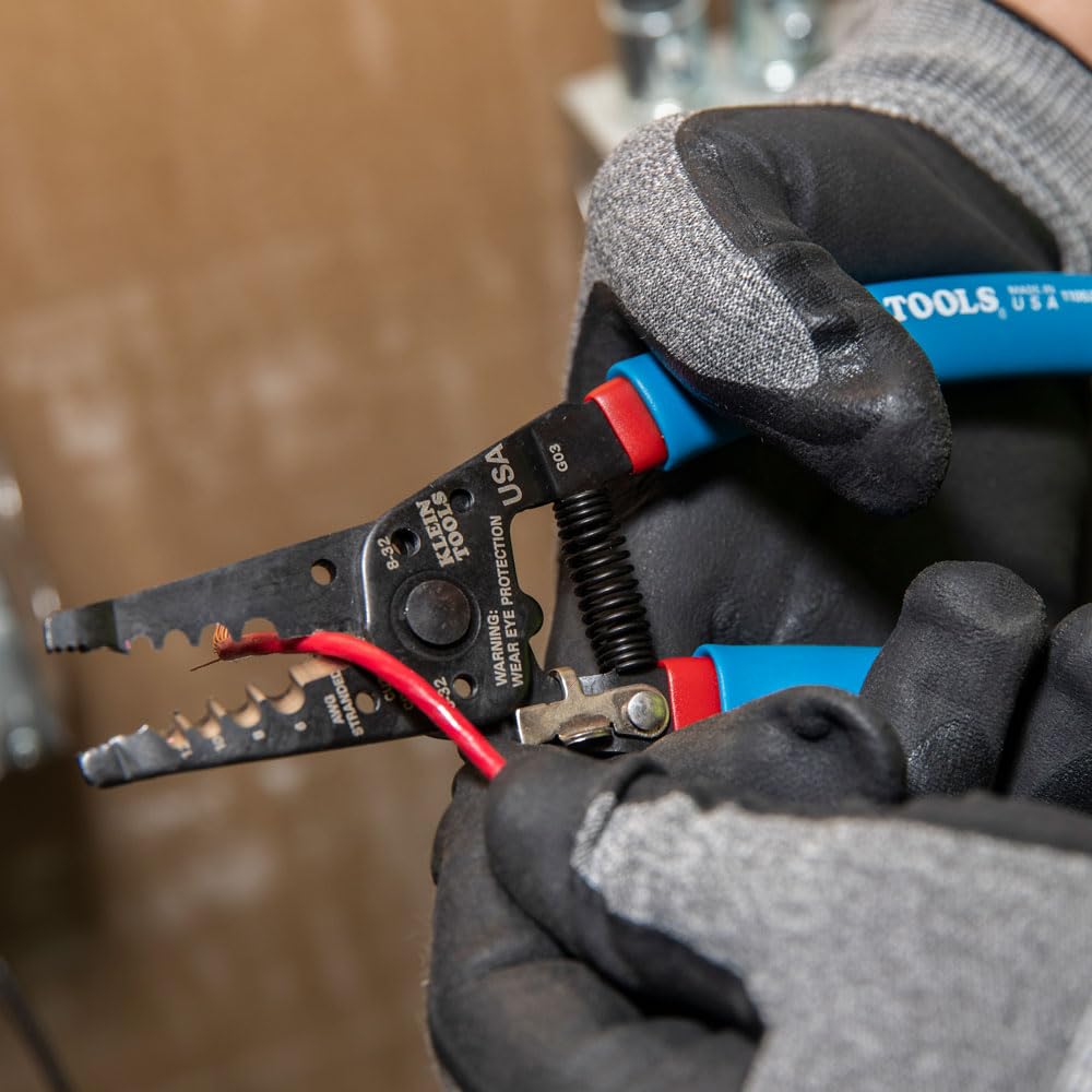 Klein Tools 11053 Klein-Kurve Wire Stripper and Cutter, Made in USA, Stripping / Cutting Tool for 6-12 AWG Stranded Wire, 7-1/8-Inch