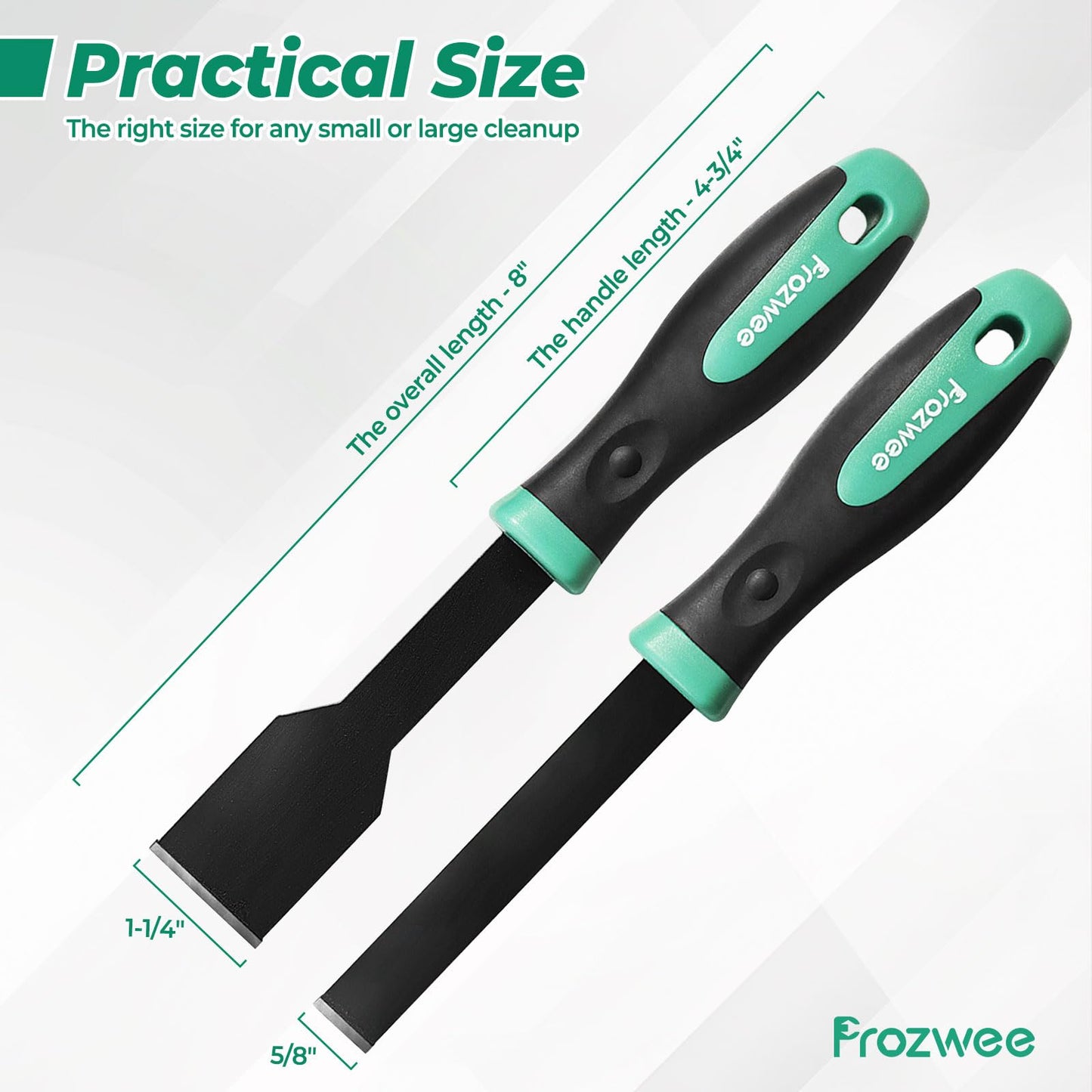 Prozwee 2PCS Carbide Scraper Set, 1-1/4" & 5/8" Tungsten Tips, Durable Gasket & Carbon Remover for Various Surfaces