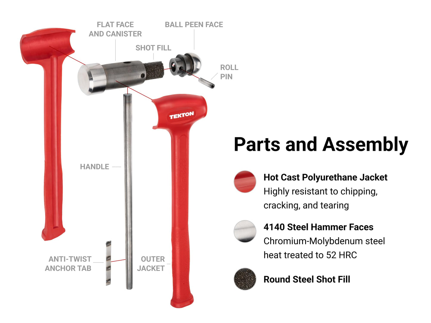 TEKTON 36 oz. Ball Peen Dead Blow Hammer | HDB50036 | Made in USA