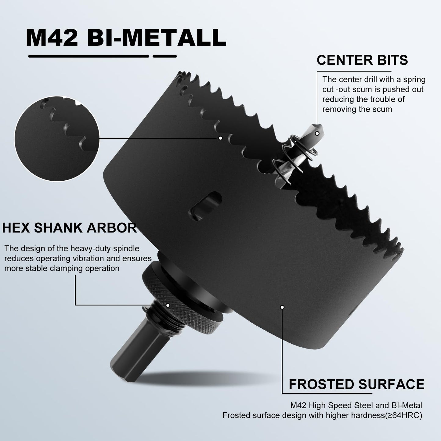 3-1/2" | 89mm Hole Saws with Heavy Duty Arbor HSS Bi-Metal Hole Cutter Drill Bit for Wood Cornhole Boards Plastic Drywall Metal Fiberboard(Black)