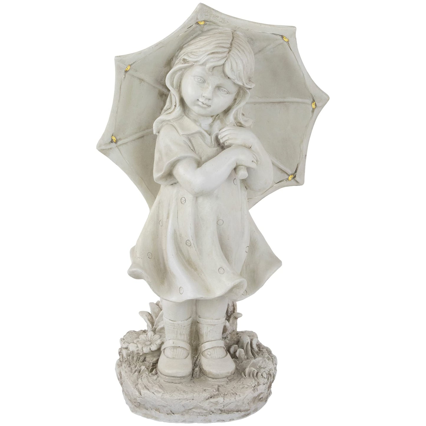 Northlight 18" Solar LED Lighted Girl with Umbrella Outdoor Garden Statue