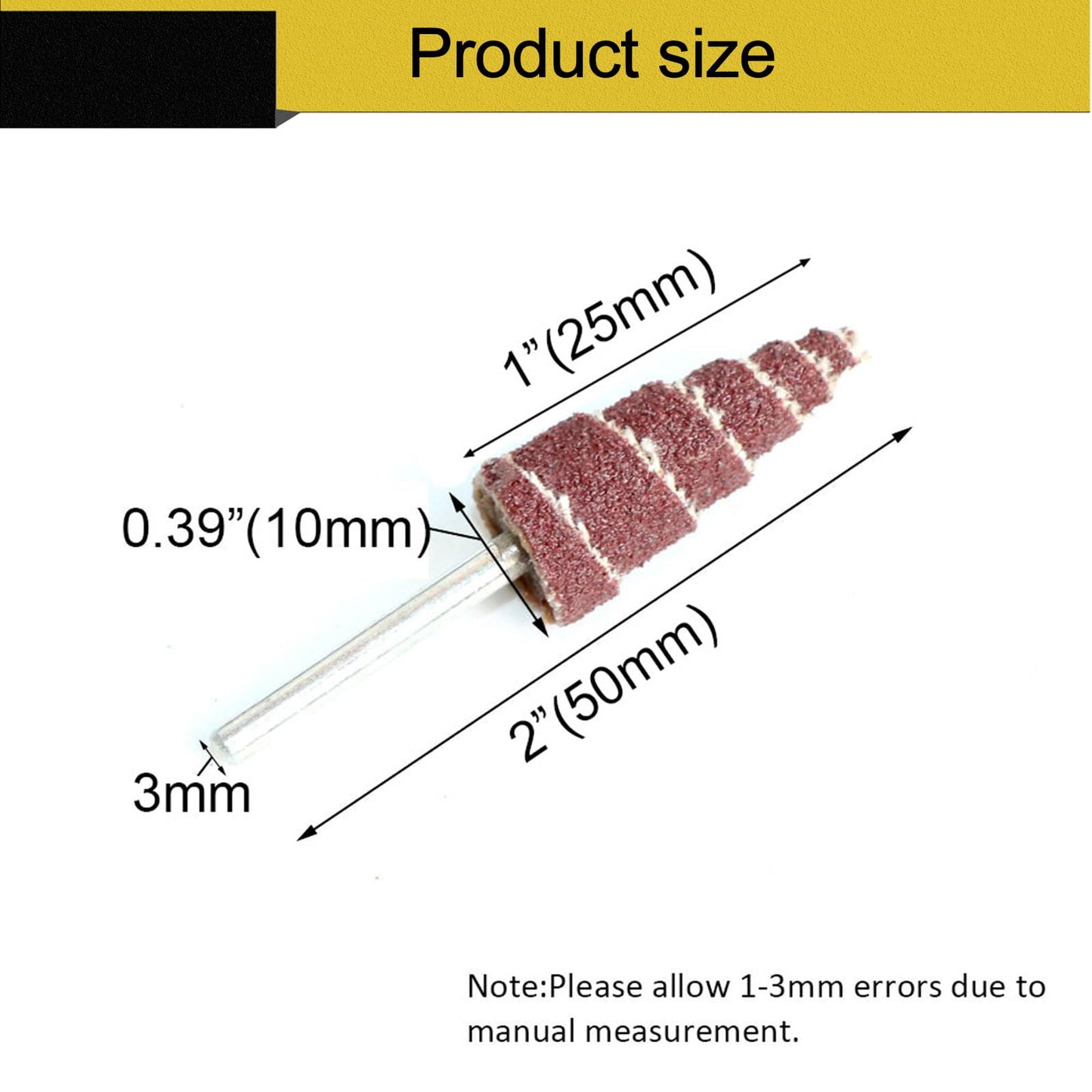 3x10 mm Cone Shape Abrasive Flap Wheel,Sandpaper Grinding Head for Rotary Tool, 3mm Shank 45Pcs,Used for Groove, Gap, Corner polishing