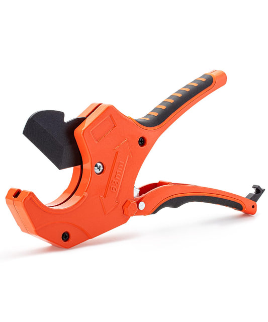 Bates PVC Pipe Cutter, Ratcheting Tool for PVC, PEX & Plastic Pipes up to 2-1/2", Heavy-Duty Orange Shears