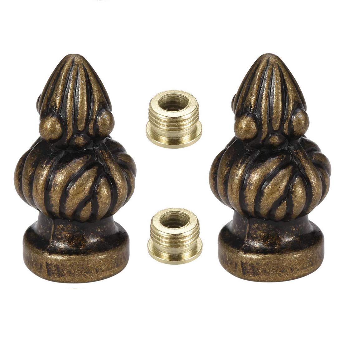 Canomo 2 Packs Lamp Finial Cap Knob Lamp Decoration for Lamp Shade, Antique Brass, 1-3/8 Inches (Small Size)