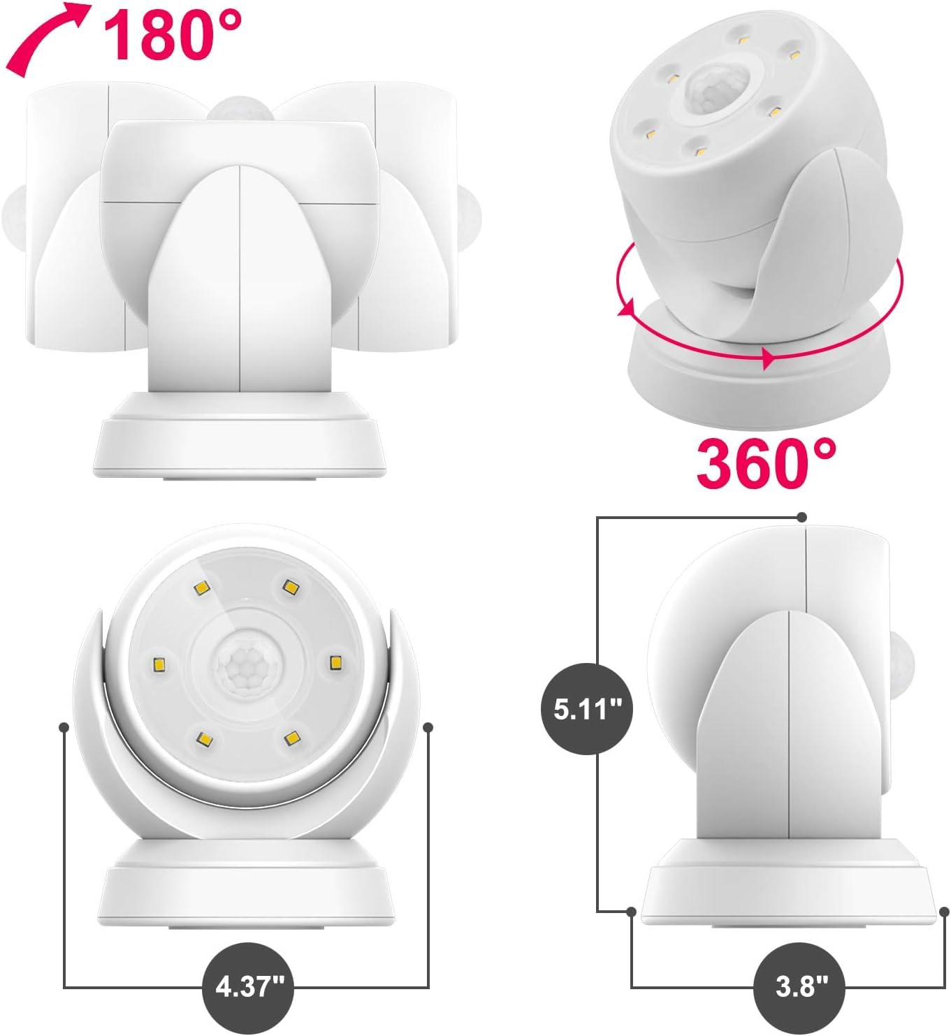 BIGLIGHT Motion Sensor Spotlight, Wireless LED Flood Light, Super Bright 200 Lumens, Waterproof Security Light for Indoor/Outdoor