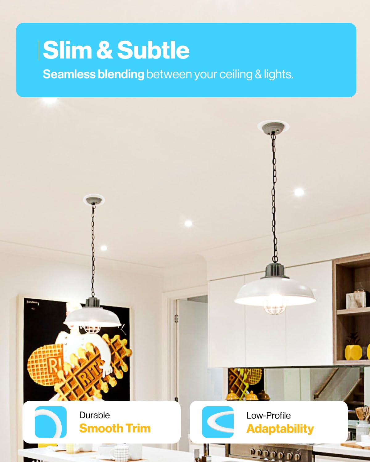 **Sunco 6-Pack Goof Rings for 6″ Recessed Lights, Flush Mount White Trim Ring Covers, 8.6″ OD, Paintable Matte Finish**