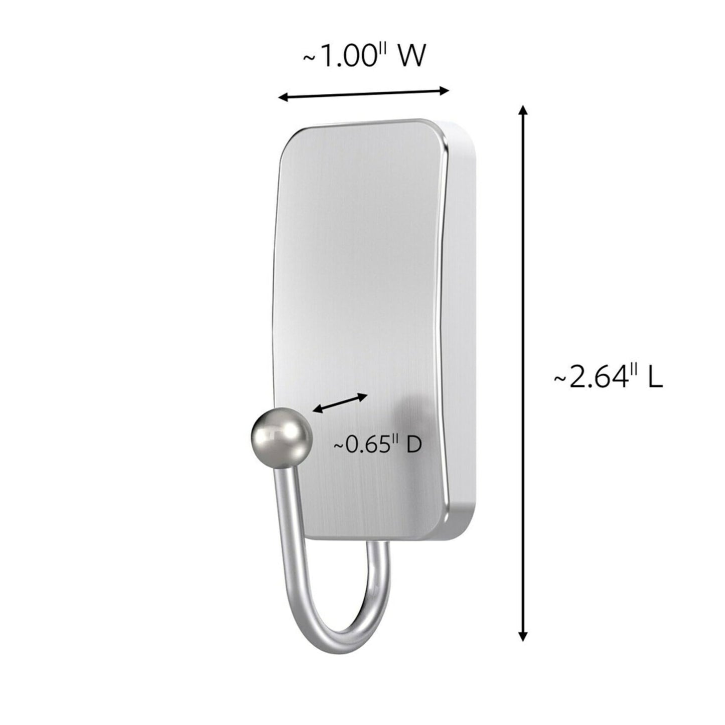 Command Small Bath Hook, Holds up to 1 lb, 1 Satin Nickel Shower Hook with 2 Water Resistant Strips, Damage-Free Bathroom Organization