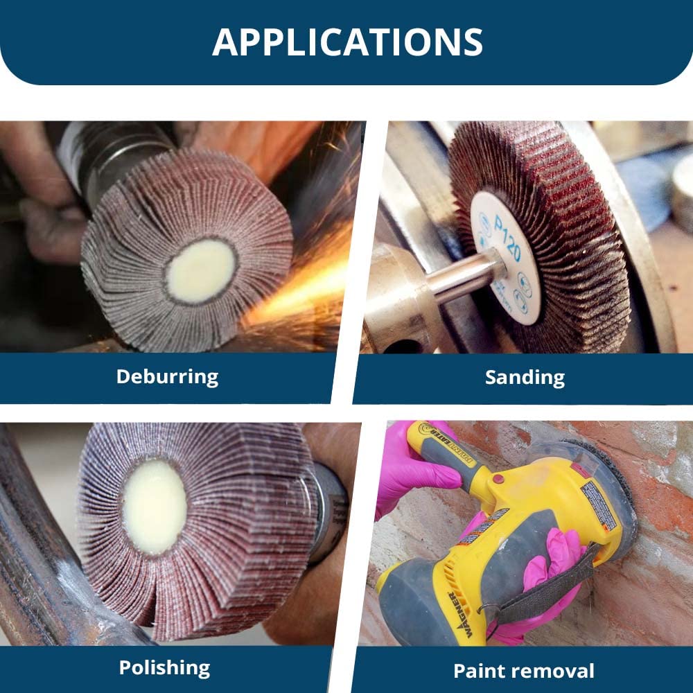 Benchmark Abrasives 2" x 1" Aluminum Oxide Flap Wheel, 1/4" Shank Mounted, 60 Grit for Woodworking, Grinding, Polishing, Rust & Paint Removal (10 Pack)