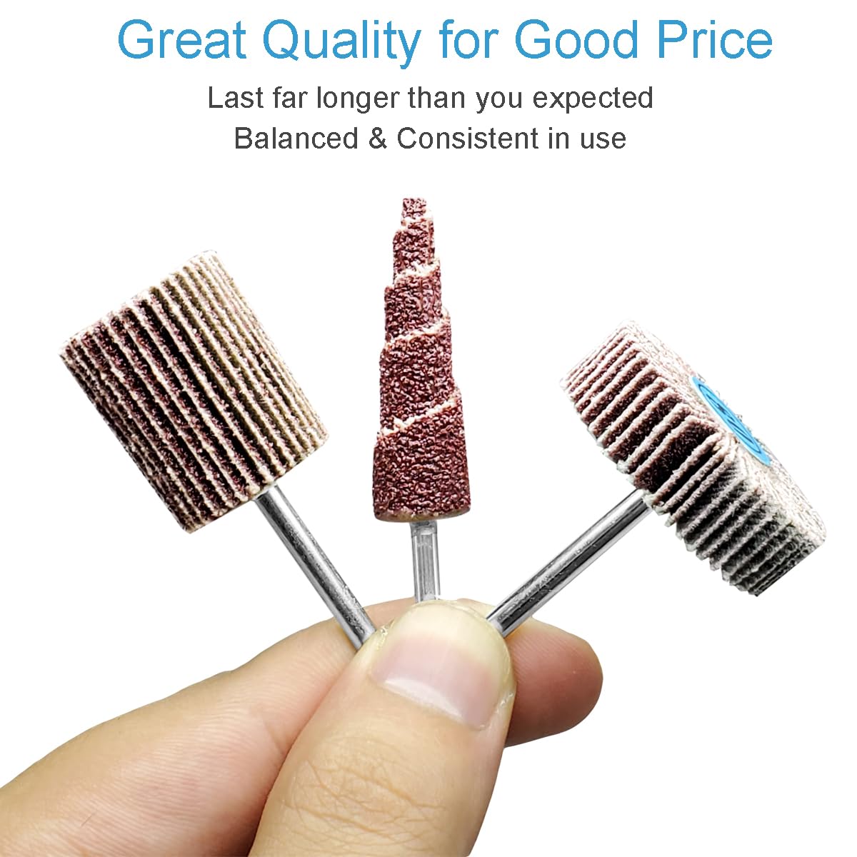 30PCS 80 Grit Cone Abrasive Flap Wheel Sander, 1/8" Shank Rotary Tool for Grinding, Sanding & Polishing